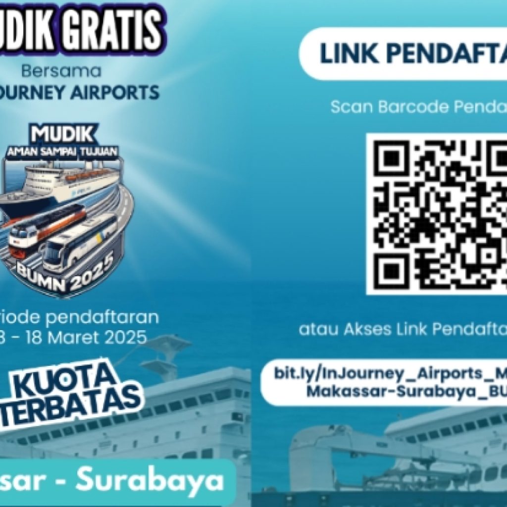 Angkasa Pura Siapkan 400 Kuota Mudik Gratis Jalur Lautdari Makassar ke Surabaya