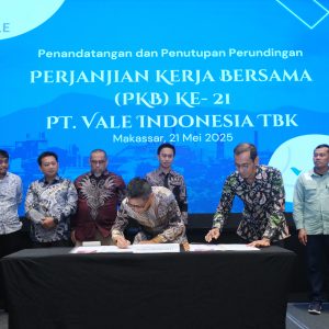 Teken PKB ke-21, PT Vale Kolaborasi Menuju Masa Depan Berkelanjutan serta Berkomitmen pada Hak Pekerja