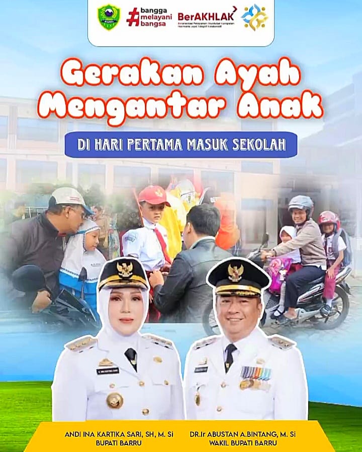 Pemkab Barru Galakkan Gerakan Ayah Mengantar Anak di Hari Pertama Sekolah