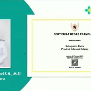 Barru Terima Sertifikat Bebas Frambusia dari Kementerian Kesehatan