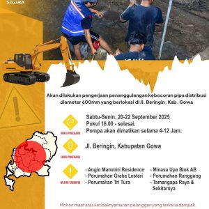 Cegah Kehilangan Air, PDAM Makassar Perbaiki Kebocoran Pipa di Jalan Beringin