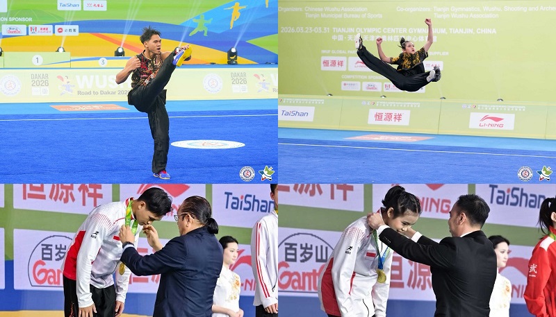 Noach dan Clara Bawa Indonesia ke Peringkat Tiga Dunia Wushu Junior 2026 dengan 9 Emas Gemilang