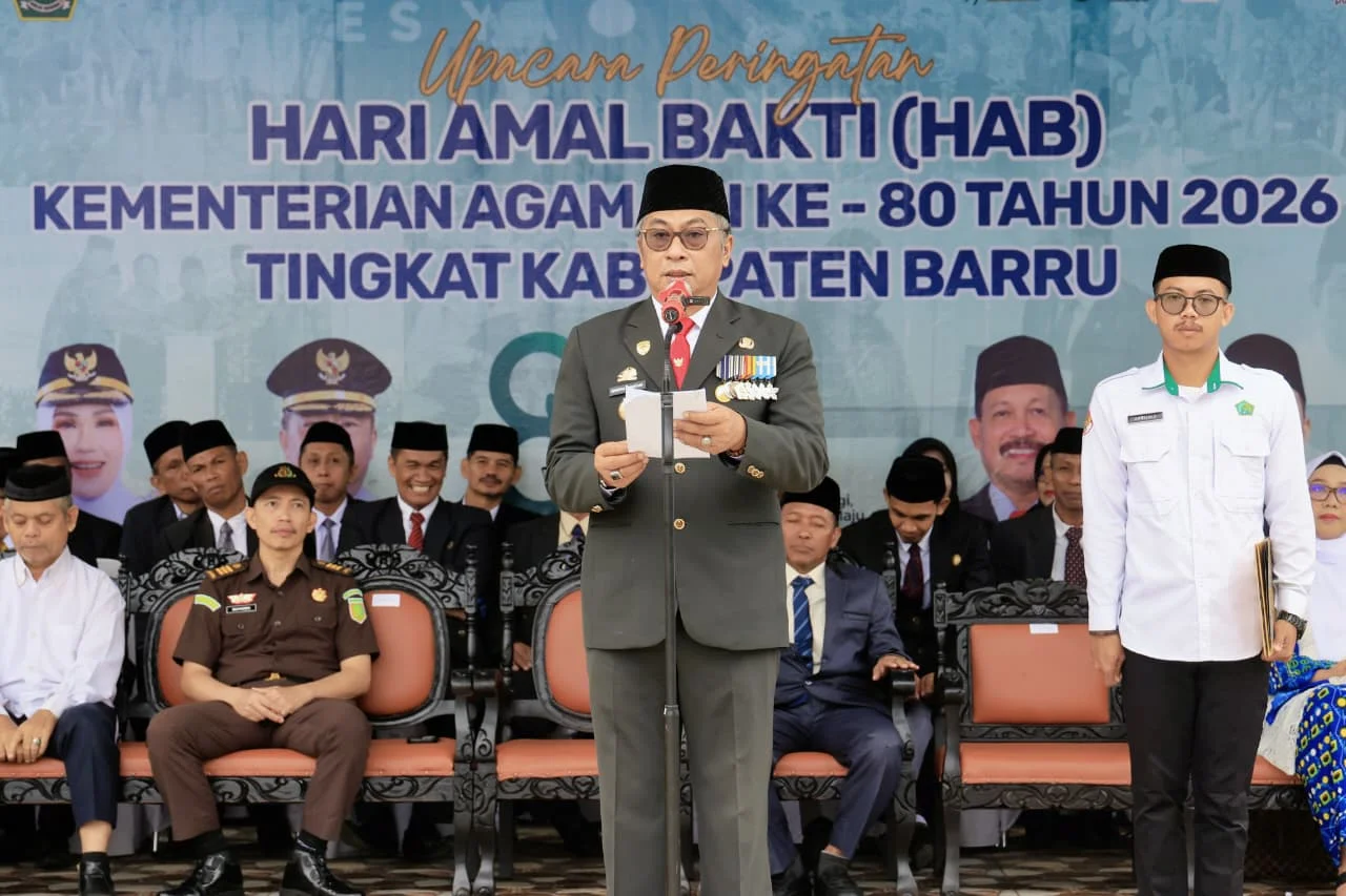 Wabup Barru Pimpin Upacara HAB ke-80 Kemenag, Tekankan Kerukunan dan Sinergi