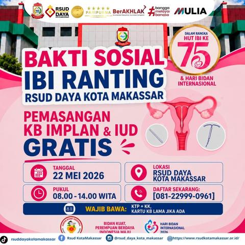 Ikatan Bidan Indonesia Ranting RSUD Daya Kota Makassar Gelar Bakti Sosial KB
Gratis Peringati HUT IBI ke-75