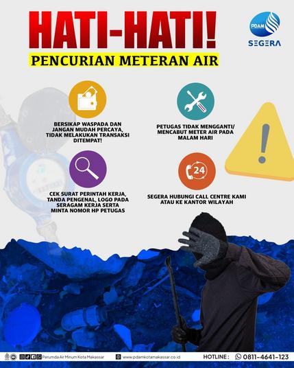 Marak Pencurian Meter Air, Perumda Air Minum Kota Makassar Imbau Pelanggan Tingkatkan Kewaspadaan