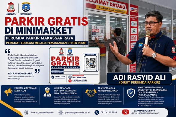 Perumda Parkir Makassar Resmi Berlakukan Parkir Gratis di Gerai Alfamart, Indomaret, dan Alfamidi Berlangganan