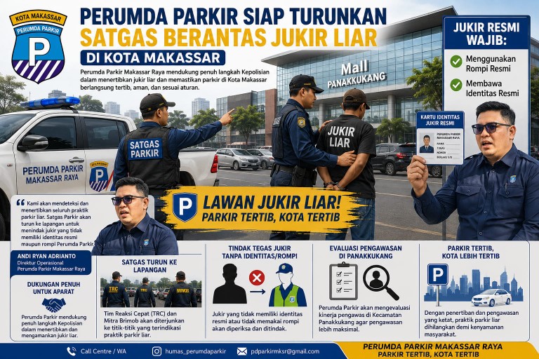 Perumda Parkir Makassar Dukung Polisi Tertibkan Jukir Liar di Depan Mall Panakkukang